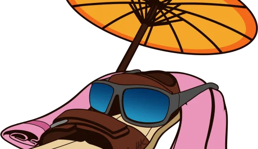 Illustrasjon av sommersko med parasoll